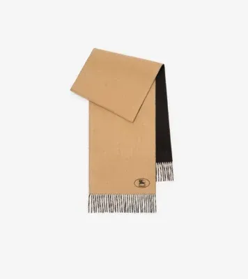 Knight Cashmere Scarf in Camel brown/black