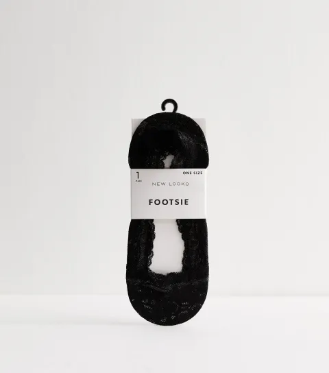 Black Lace Footsie Socks