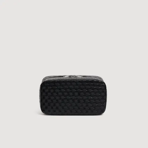 SANDRO Woven leather toilet bag
