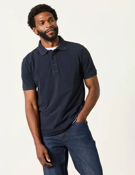 FatFace Pure Cotton Pique Polo Shirt Navy