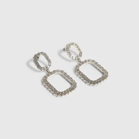 River Island Crystal Open Drop Earrings