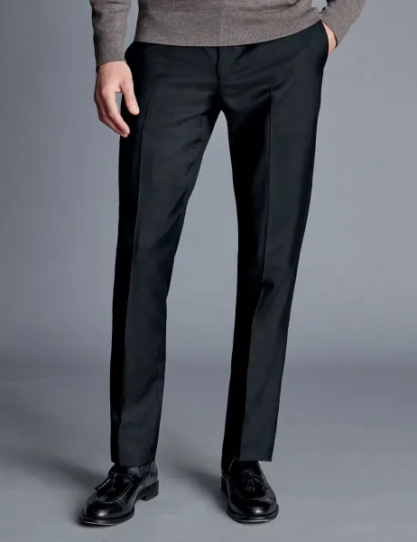 Charles Tyrwhitt Slim Fit Pure Wool Suit Trousers Black