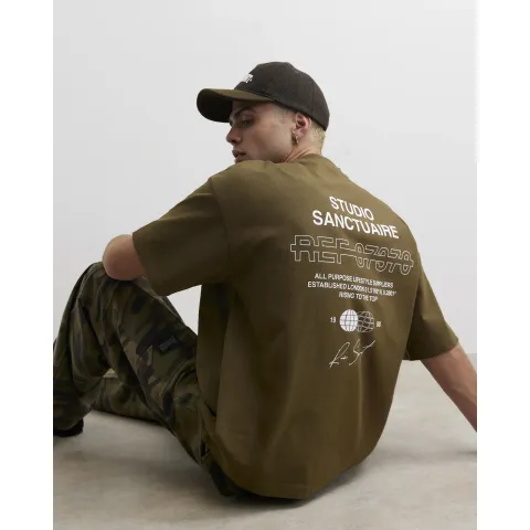 River Island Oversized Fit Cotton Sanctuaire T-Shirt
