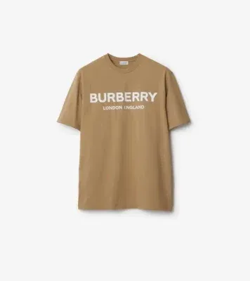 Logo Cotton T-shirt in Archive beige