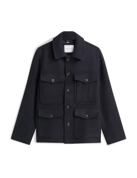 Tommy Hilfiger Regular Fit Wool Rich Collared Jacket Navy