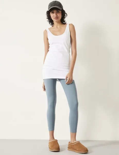 HUSH Cotton Rich Scoop Neck Longline Vest White
