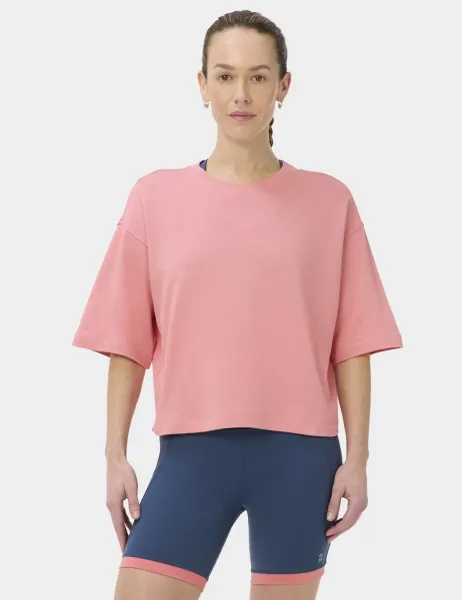 Sweaty Betty After Class Cropped Short Sleeve Sweatshirt Pink
