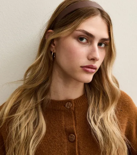 Brown Faux Leather Headband