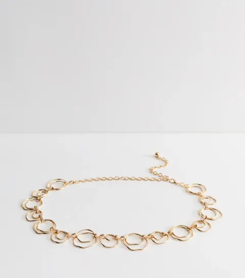 Gold Tone Twisted Circle Chain Belt