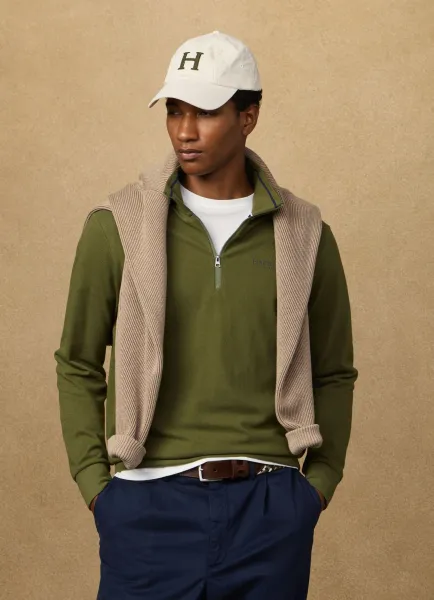 Classic Fit Pique Quarter-Zip Sweatshirt