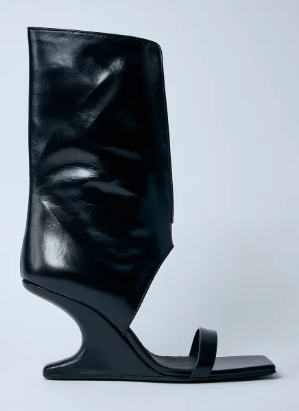 Leather Winged Wedge Sandals