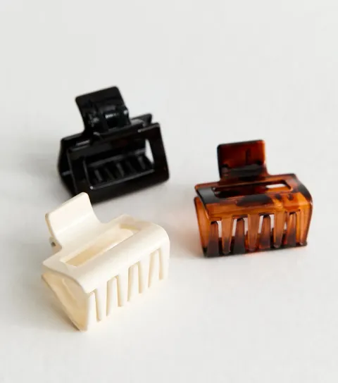 Pack of 3 Dark Brown Rectangle Shiny Bulldog Hair Clips