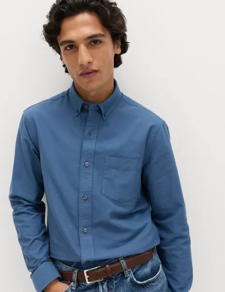 Marks & Spencer Pure Cotton Ultimate Oxford Shirt Blue