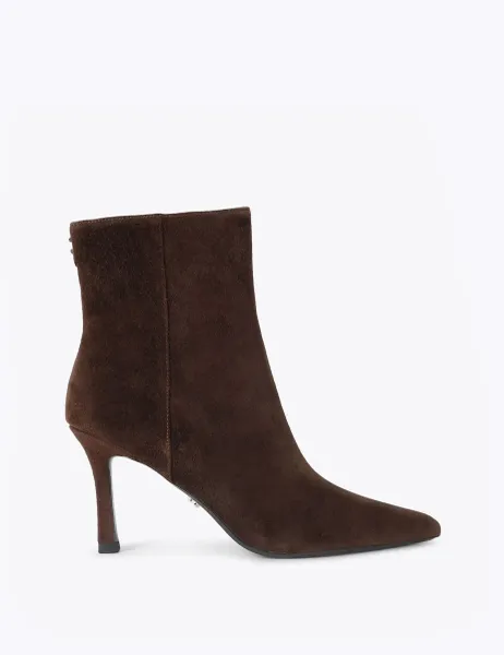 Carvela Suede Stiletto Heel Pointed Toe Ankle Boots Brown