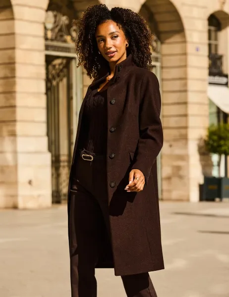 SOSANDAR Funnel Neck Longline Coat