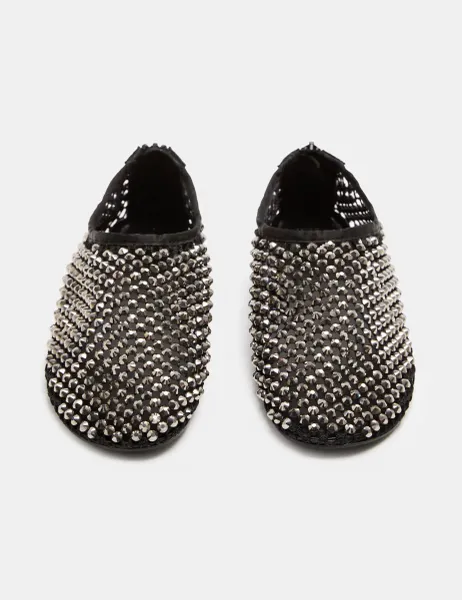 Marks & Spencer Gem High Vamp Flat Shoe Black Mix