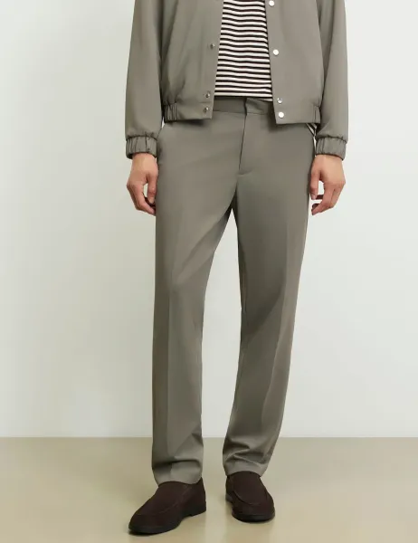 River Island Slim Fit Textured Lightweight Stretch Trousers Grey