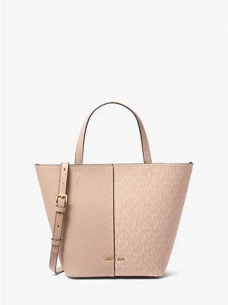 Michael Kors Flora Medium Signature Logo and Pebbled Leather Tote Bag