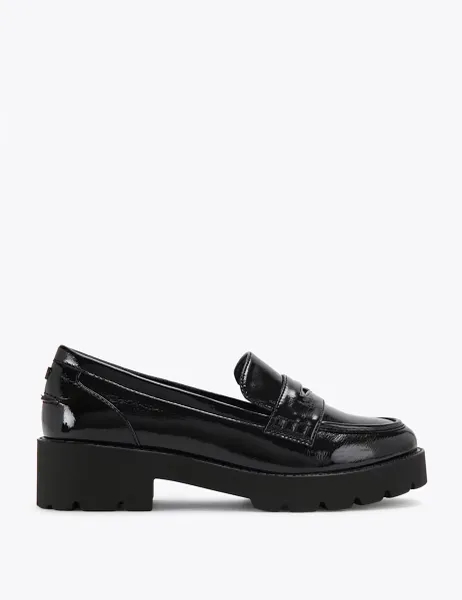 Kurt Geiger Patent Block Heel Loafers Black