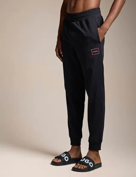 HUGO Laze Cotton Rich Jersey Logo Cuffed Joggers Black