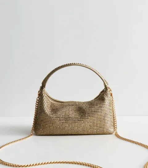 New Look Gold Diamante Embellished Mini Grab Bag