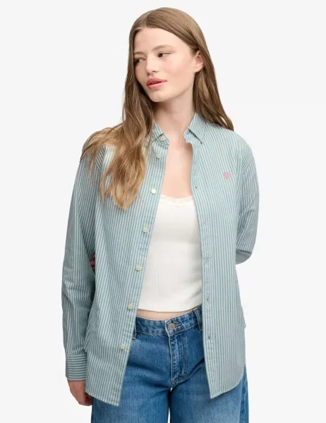 Superdry & Co Pure Cotton Striped Oxford Shirt Green Mix