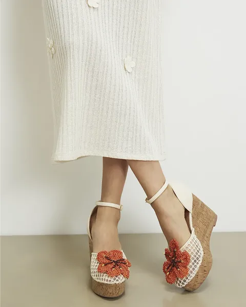 River Island Closed Toe Flower Wedges