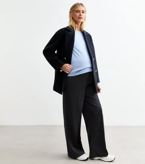 Women's Maternity Navy Wide Leg Jersey Trousers
