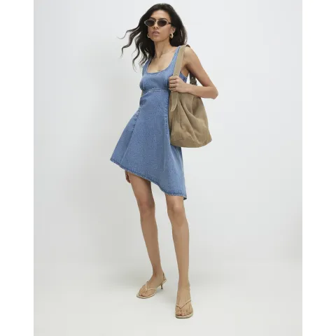 River Island Denim Asymmetric Mini Dress