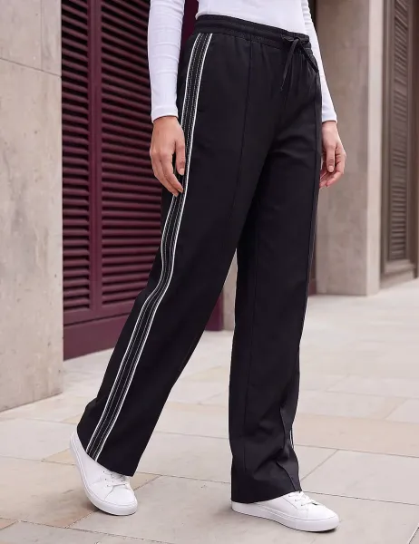 Roman Pintuck Stitch Detail Trousers Black