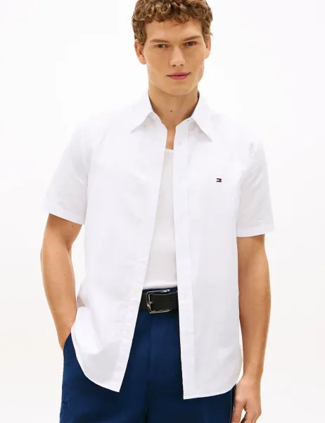 Tommy Hilfiger Regular Fit Linen Blend Shirt White