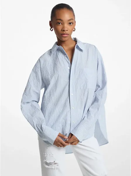 Striped Crushed Cotton Poplin Shirt
