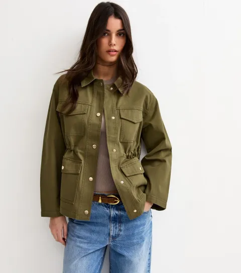 Women's Khaki Four Pocket Shacket