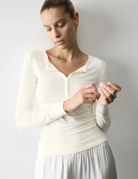 Autograph Modal Henley Pyjama Top Ivory
