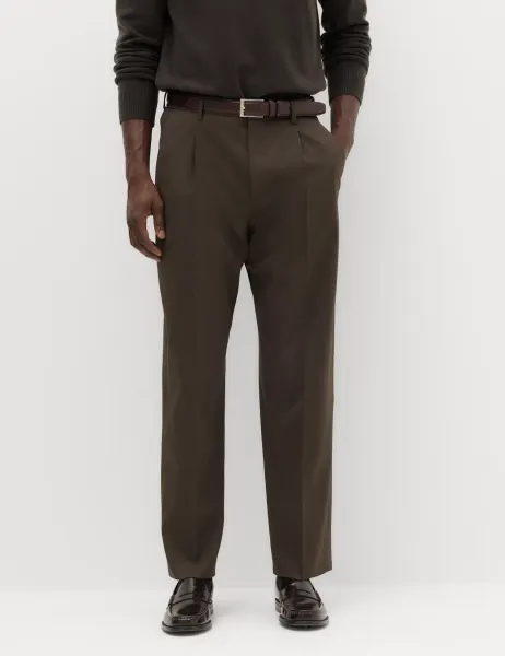 Marks & Spencer Relaxed Fit Smart Stretch Trousers Dark Chocolate