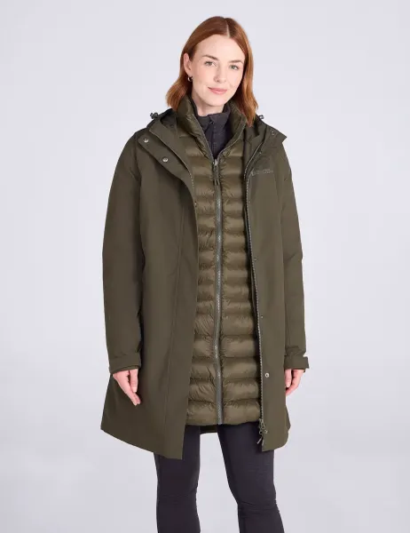 Mountain Warehouse Alaskan Waterproof 3 in 1 Longline Coat Khaki