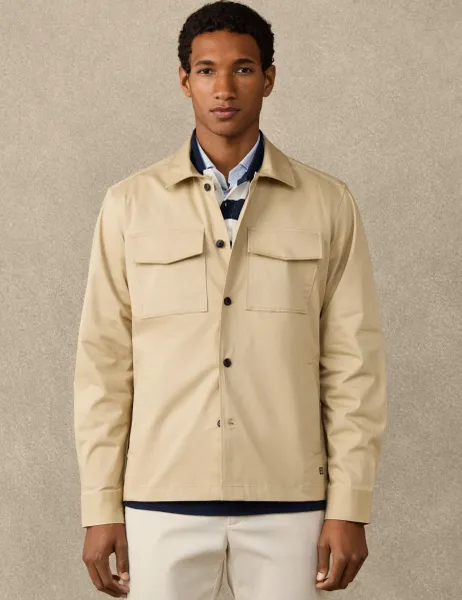 Hackett Cotton Rich Utility Overshirt Beige