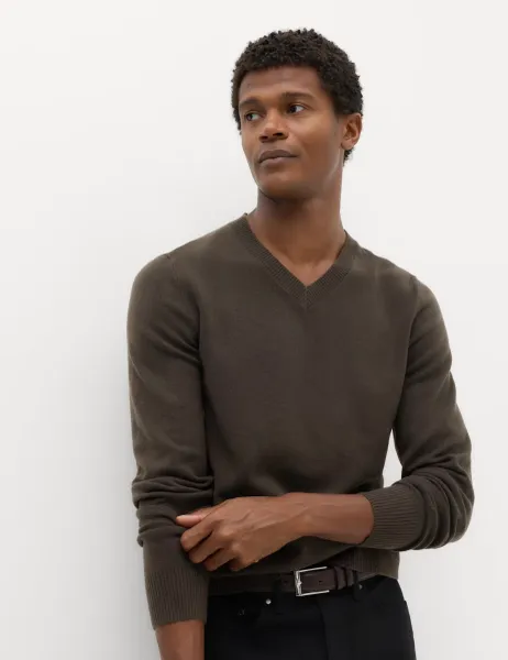 Marks & Spencer Air Yarn V Neck Jumper Dark Charcoal