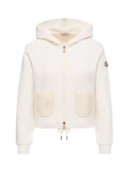 Women Cotton Blend Zip-Up Sweatshirt White