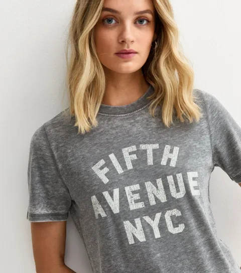 Women's Dark Grey Fifth Avenue NYC Print T-Shirt
