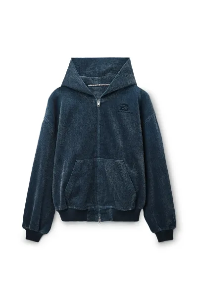 BRUSHED DENIM OVERSIZED HOODIE