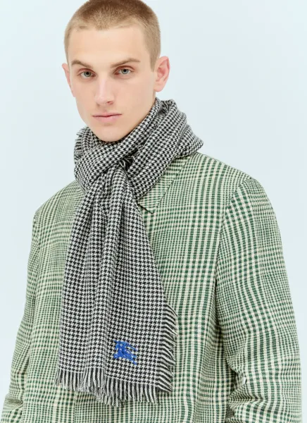 Houndstooth Wool Silk Scarf