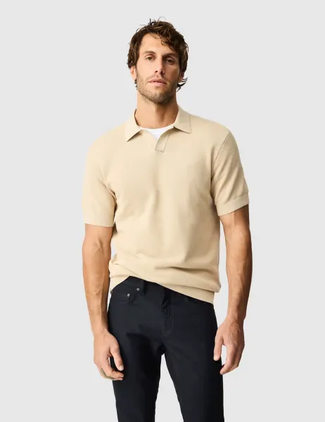 Rodd & Gunn Avalon Pure Cotton Knitted Polo Shirt Natural