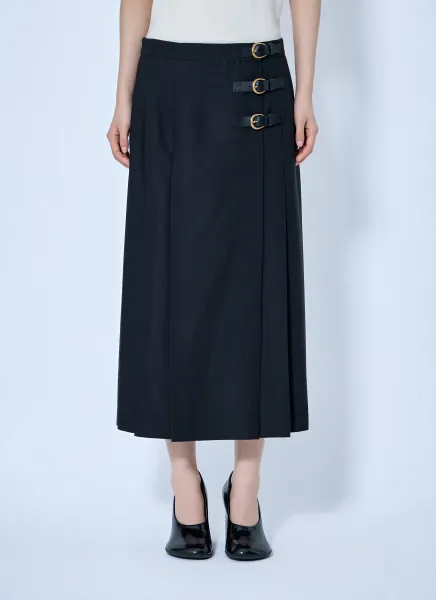 Virgin Wool Skirt with Buckles