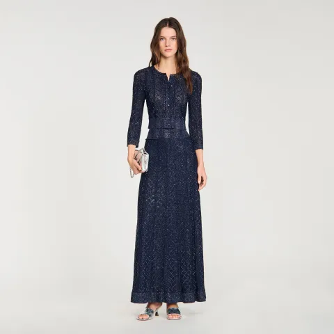 Rhinestone knit maxi skirt