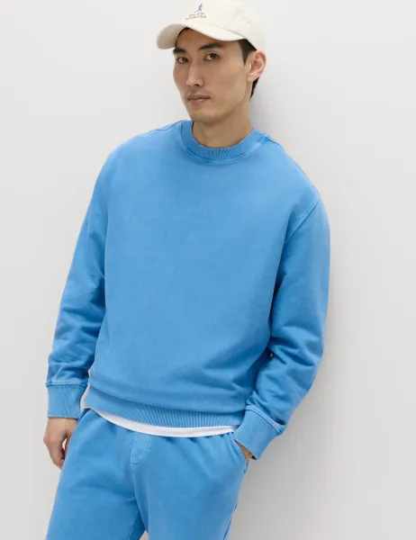 Marks & Spencer Pure Cotton Garment Dye Sweatshirt Azure Blue