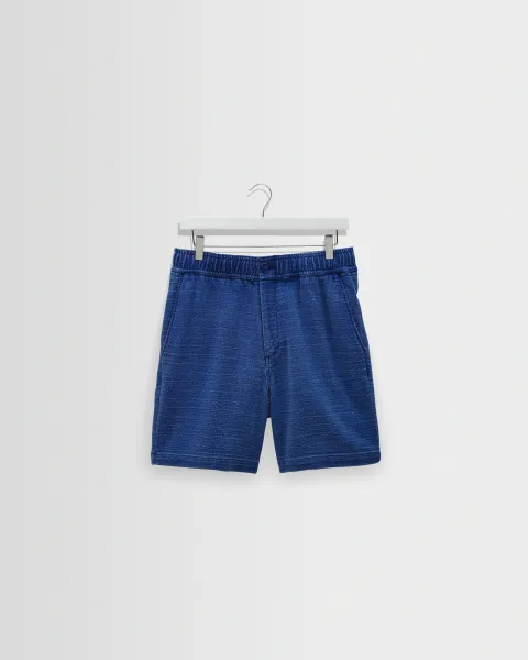 Kurt - Indigo Dobby Textured Organic Cotton Shorts
