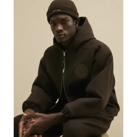 River Island Oversized Fit Crest Quilted Hoodie