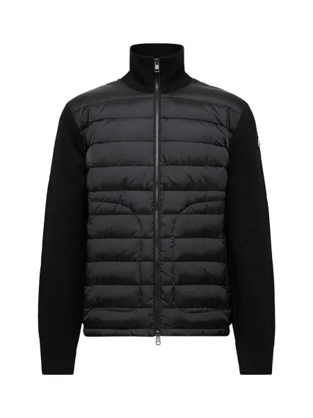 Men Padded Zip-Up Cardigan Black
