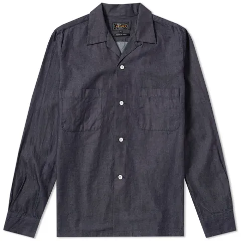 Open Collar Denim Shirt